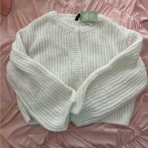 H&M White Chunky Knit Cardigan